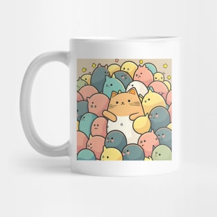 Cute Cat Kawaii - Colorful Heart Love Cats Kawaii Mug